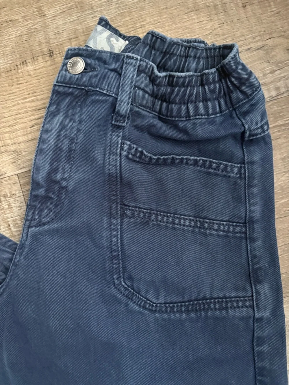 Free People Platoon Denim Cargo Joggers Washed Blue Sz XS